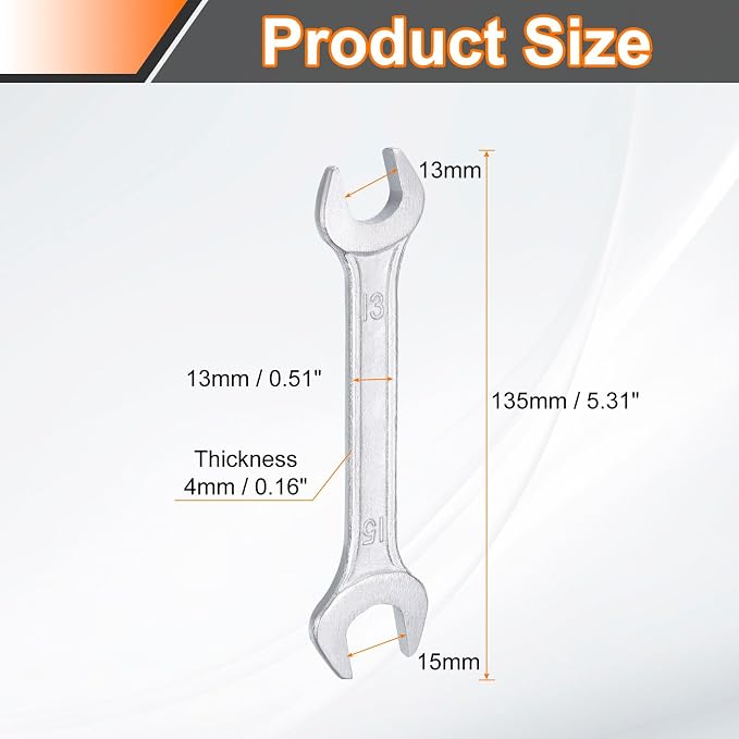 HARFINGTON 2pcs Double Open End Wrench 13mm x 15mm Metric 15 Degree Offset - Image 2