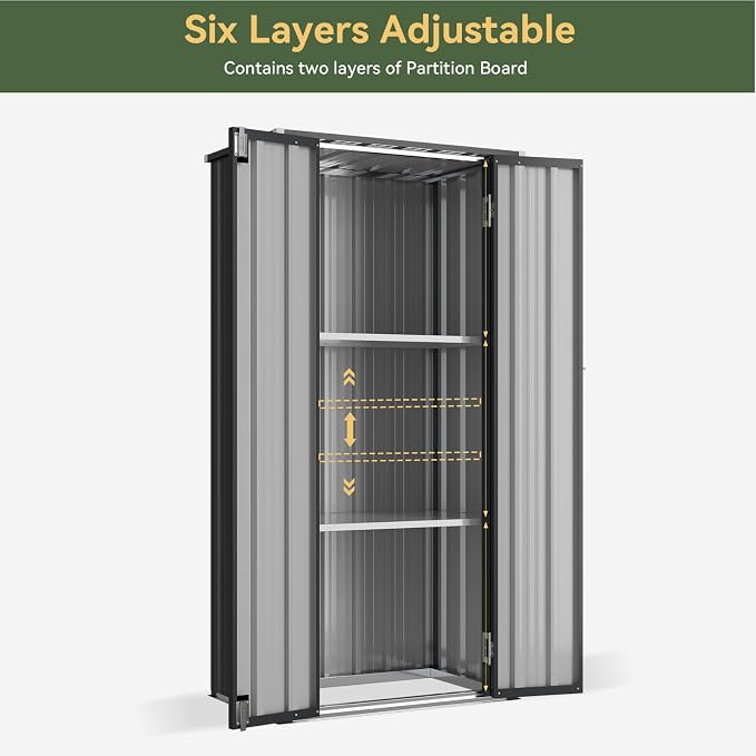 Aoxun 31x19 in Outdoor Storage Cabinet Metal Garden Shed - Image 2