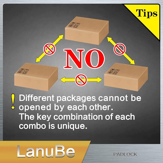 LanuBe Laminated Padlock 1-9/16 inch Long Shackle 6 Pack Keyed Alike, Bulk Locks - Image 5