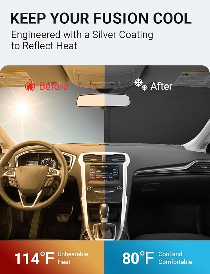 Proadsy Front Windshield Sun Shade Foldable Sunshade Protector Custom Fit - Image 3