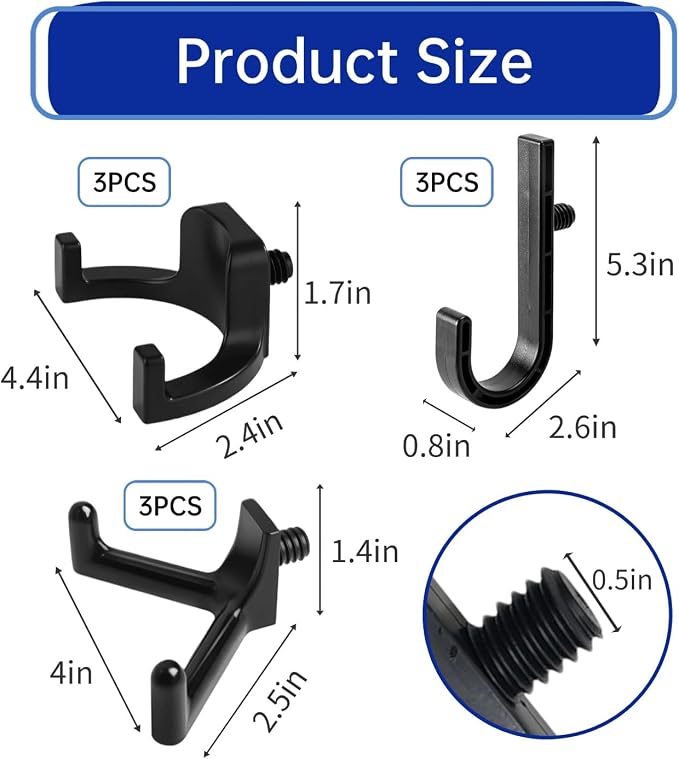 9 Pcs ABS Storage Shed Tool Hooks, Heavy Duty Shed Accessories & Hooks - Image 3