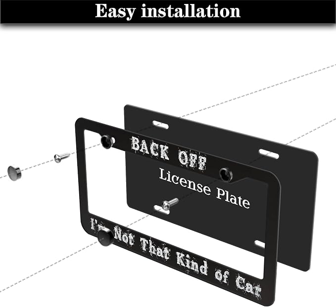 License Plate Holder Black and White License Plate Frames Back-Off I'm Not That - Image 7