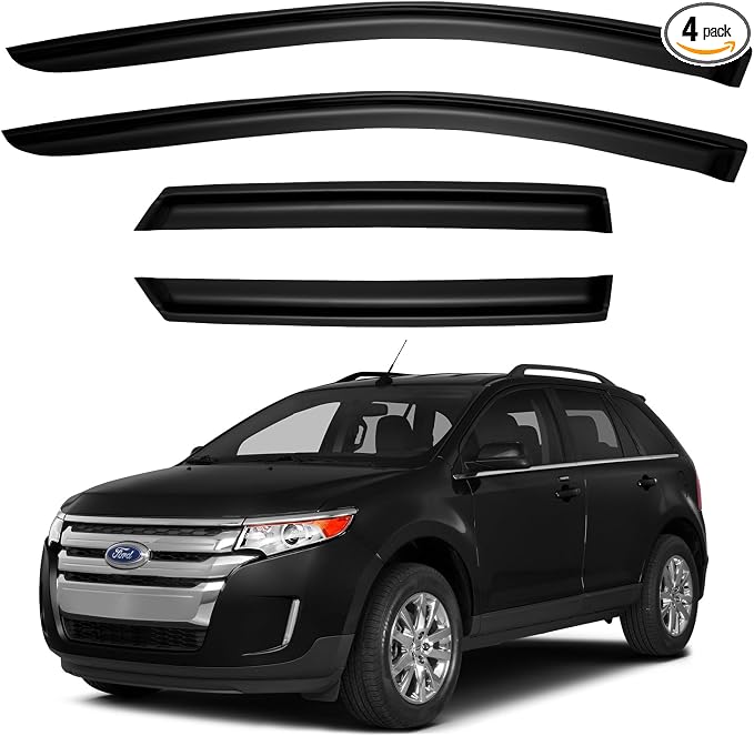 Window Visors Rain Guards for 2007-2014 Ford Edge, Out-Channel Window Vent Wind by YQAUTEC