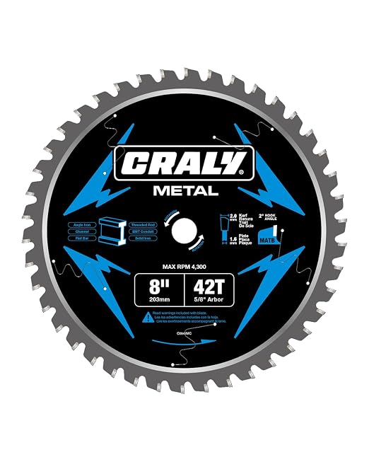 CRALY 8 Inch 42 Teeth Steel and Ferrous Metal Cutting Circular Saw Blade by CRALY