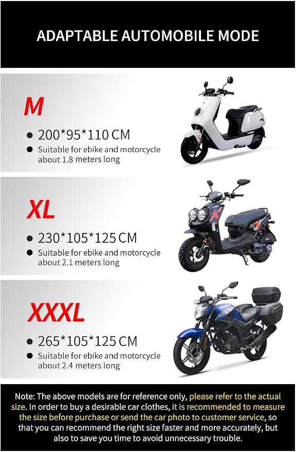 Motorcycle Cover Waterproof Outdoor, 420D Heavy Duty, M 71in, All Season - Image 3