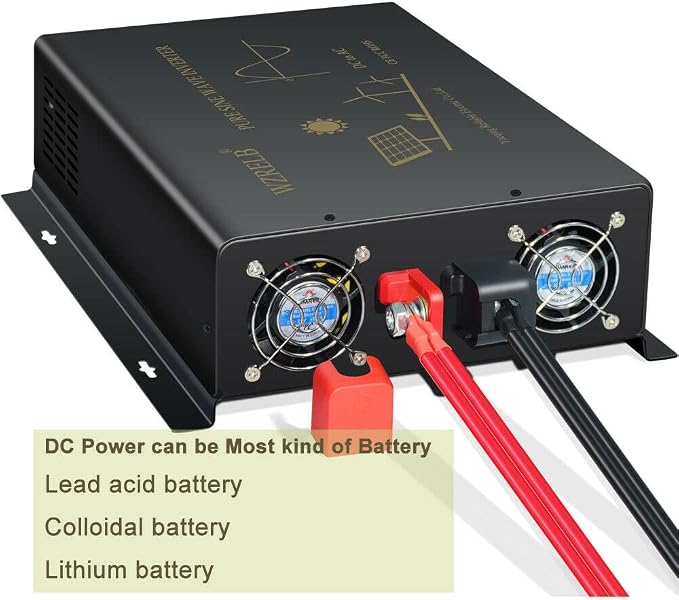 WZRELB Pure Sine Wave Power Inverter 3000W 24VDC to 120VAC 6000W Peak Dual AC - Image 3