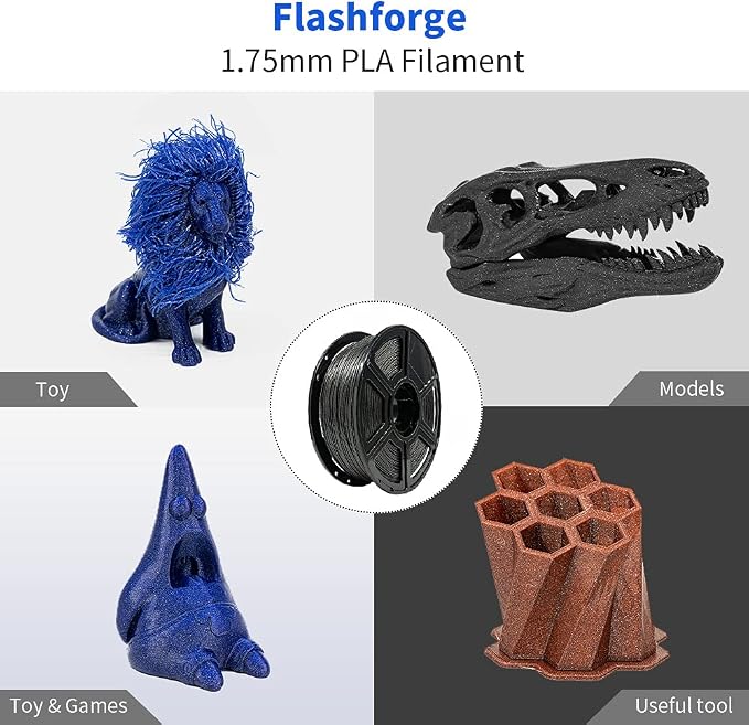 FLASHFORGE PLA Filament 1.75mm Galaxy Matte Black, 3D Printer Filament - Image 4