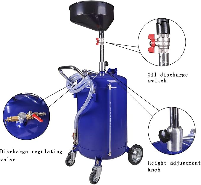 redsun 30 Gallon Waste Oil Drain Tank, Air Operated Oil Drain Container - Image 3