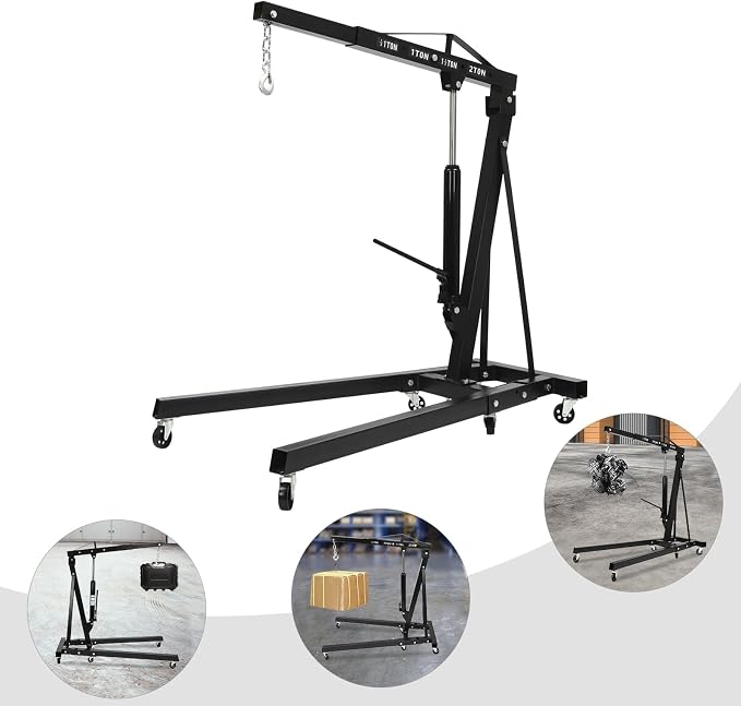 2 Ton Folding Engine Hoist Heavy Duty Carbon Steel Hydraulic Shop Engine Crane - Image 3