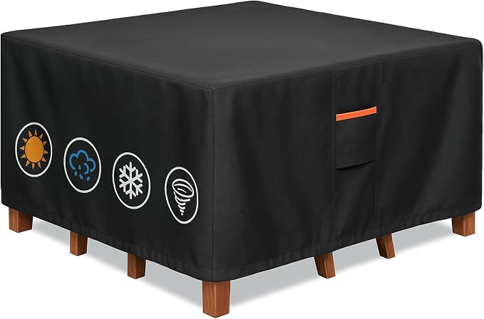 Outdoor Waterproof Furniture Cover, 106W x 106L x 28H inches Heavy Duty 600D by BRUXOLAY