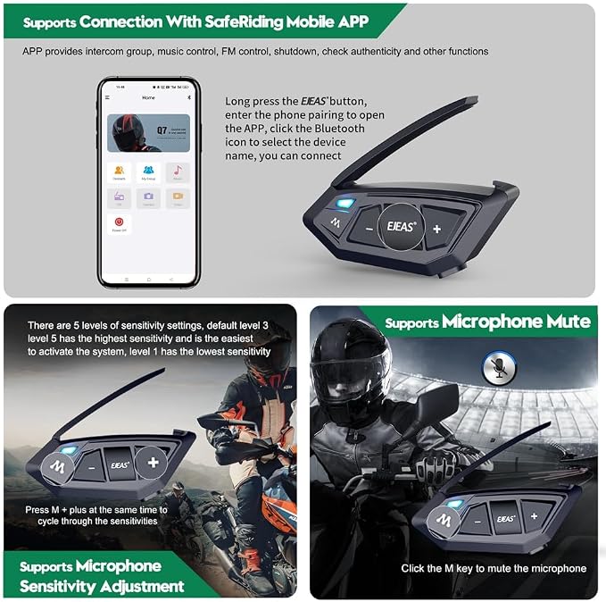 Motorcycle Bluetooth intercom MS20 2000m Helmet Intercom, 20 Riders Motorcycle - Image 7
