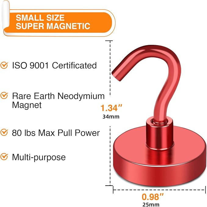 MIKEDE Magnetic Hooks Heavy Duty, 80LB Strong Magnet - Image 4