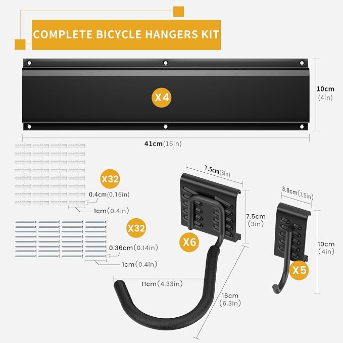 Bike Storage Rack 64Inch for 6 Bikes + 5 Helmets, Heavy Duty Bike Hangers for - Image 5