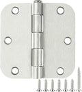 48 Pack Interior Door Hinges Brushed Nickel 3.5 Inch x 3 1/2" Rounded 5/8" by TDCHINGES