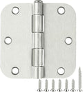 100 Pack Interior Door Hinges Brushed Nickel 3.5 inch x 3 1/2" 5/8" Round by TDCHINGES