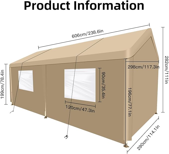 Car Canopy Portable Garage Duty Carport - Image 6
