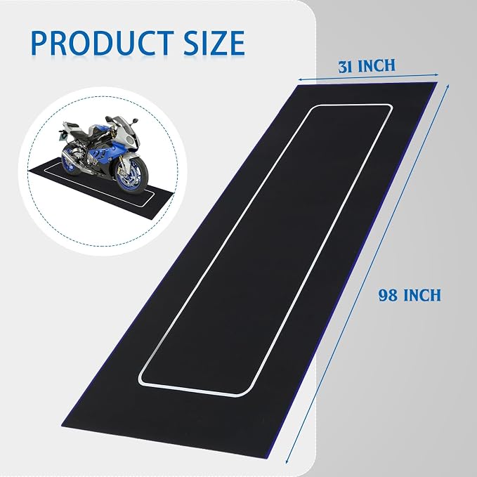 Motorcycle Mat 98 x 31 Inch Garage Floor Rug Washable Parking Mats - Image 2