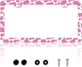 Pink Cow Print License Plate Frame Animal Texture License Plate Frames by HOWKWAWY