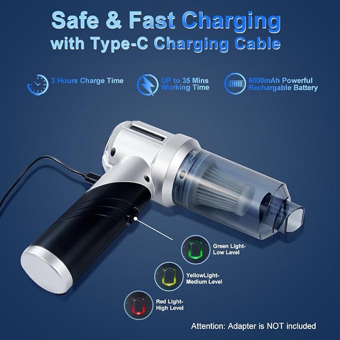 Handheld Foldable Car Vacuum, 4-in-1 18000PA Mini Vacuum Cleaner Portable - Image 6