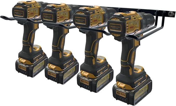 Drill Holder, Power Tool Organizer, Wall Mount 4 Cordless Metal Shelf Holder - Image 7