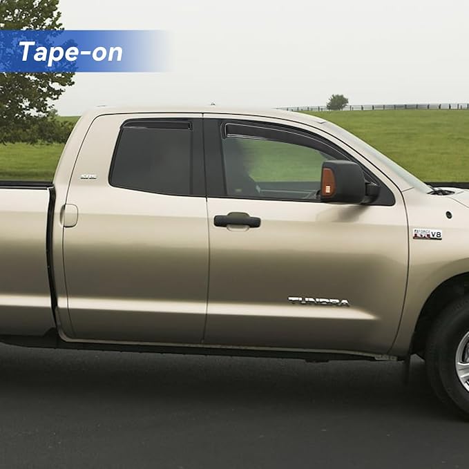 Window Visors Rain Guards for 2007-2021 Toyota Tundra Extended Cabs, - Image 4