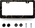 Marble License Plate Frame Black Gold Marble Printed License Plate Stainless by GORSNKYE