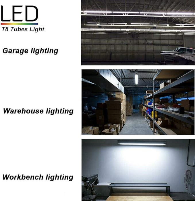 8ft LED Shop Light Fixture, 144W 18500LM 6000K, Cold White, U Shape, Hight - Image 7