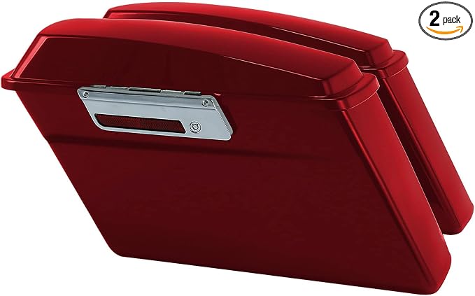 XFMT Motorcycle Red Hard Saddlebags Saddle Bags Trunk W/Lids & Chrome Latches by XFMT