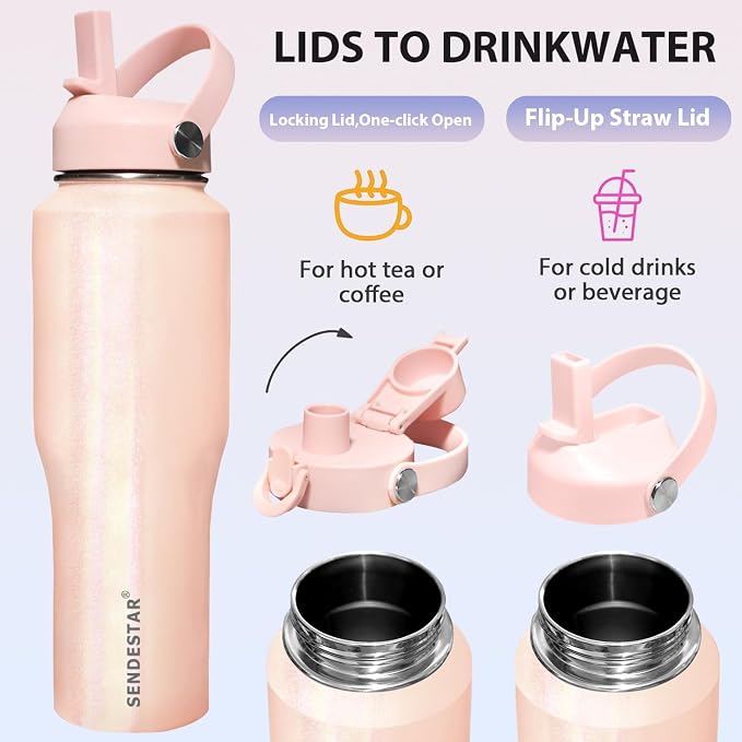SENDESTAR 40oz Stainless Steel Water Bottle, Double Wall Vacuum Insulated Bottle - Image 4
