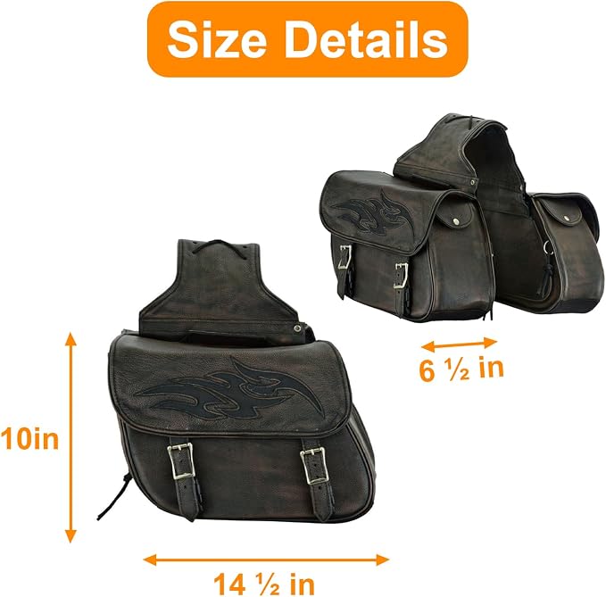 GARGOYLE BELLS Motorcycle Saddle Bags Leather Motorcycle Luggage Bag - Image 6