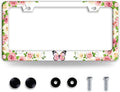 Pink Butterfly License Plate Frame Rose Flowers Floral License Plate Holder by NINANMY