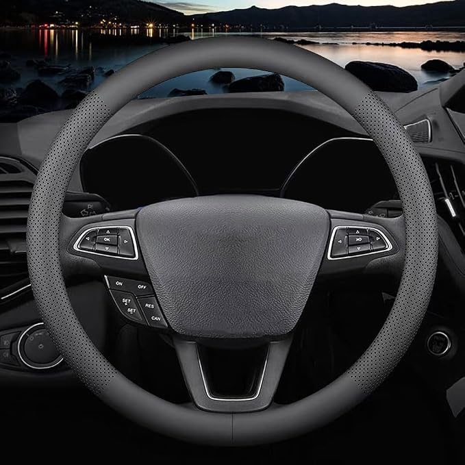 New Nappa Leather car Steering Wheel Cover，for Car Truck SUV 15 inch by HAOTULE