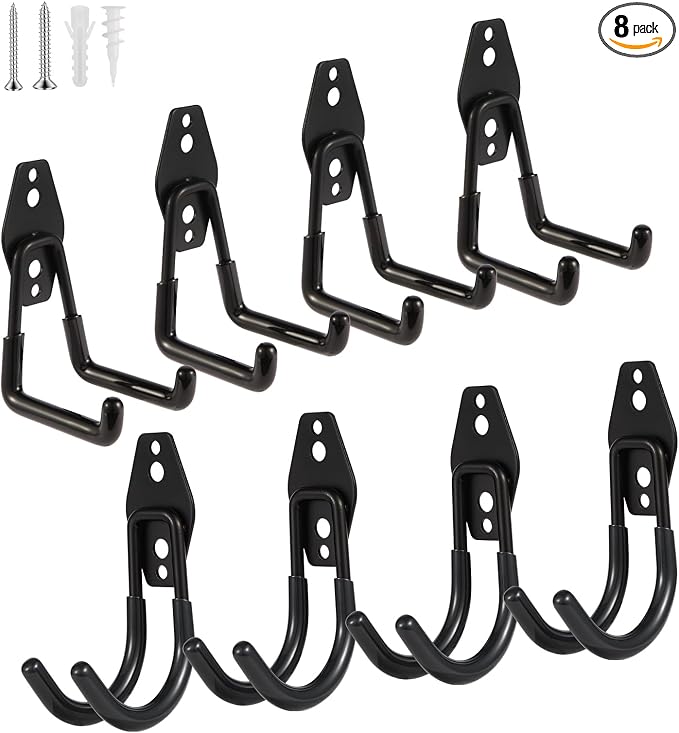 Steel Garage Hooks Wall Tool Organizer, 8 Pack Garage Storage Hook Heavy Duty by Unknown