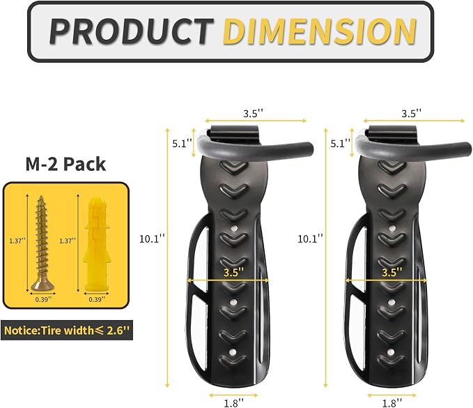 Vertical Bike Rack Wall Mount for Garage–Heavy-Duty Steel Bicycle Hook for - Image 3