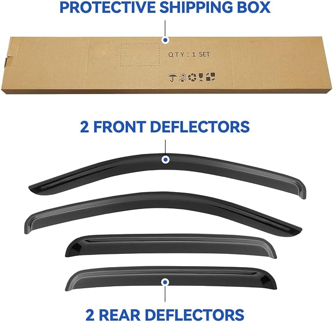 Window Visors Rain Guards for Toyota Tacoma 2005-2023 Double Cab/Full-Size Cab - Image 5
