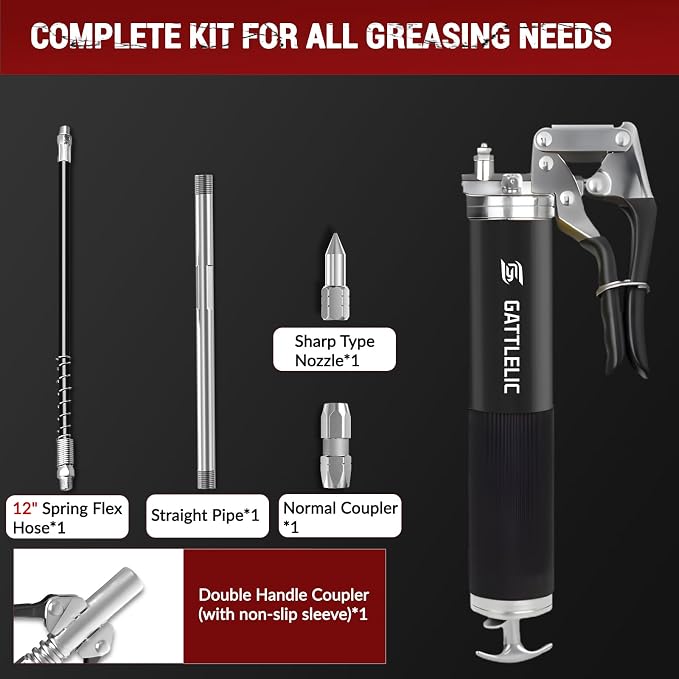 Grease Gun Kit, 8000 PSI Heavy Duty Grease Gun - Image 3