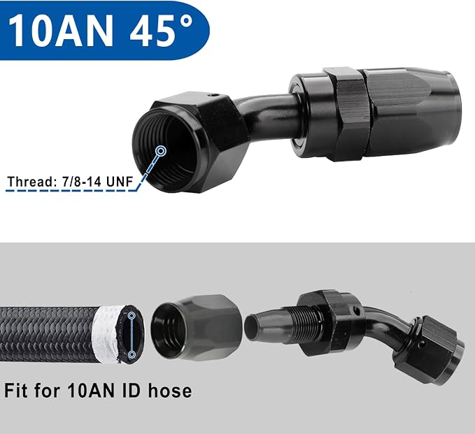 LokoCar 10AN Hose End Fitting 45 Degree Swivel - Image 2