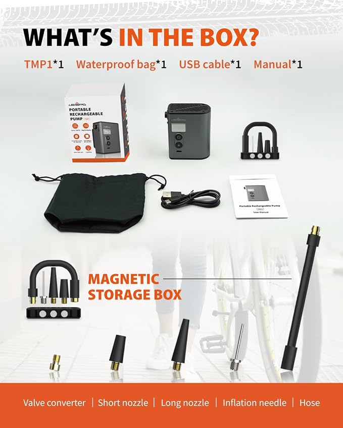 TMP1 Mini Bike Tire Pump, 150PSI Electric Air Pump - Image 9