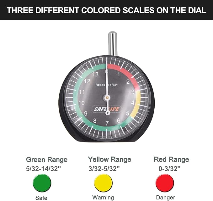 SAFELIFE Tire Tread Depth Gauge, 10 Pack Dial Type Tire Tread Depth Gauge - Image 3