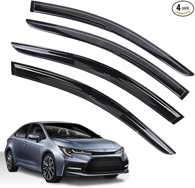 Rain Guards for Toyota Corolla Sedan 2019-2023, Tape-on Side Window Deflectors by LETINGFAR
