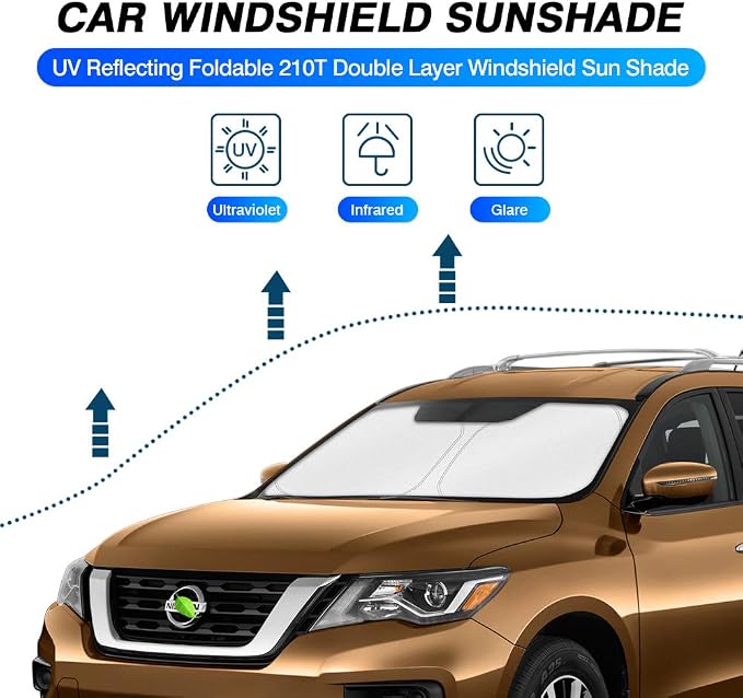 KUST Windshield Sun Shade for 2013-2020 Nissan Pathfinder Sunshade Window Sun - Image 2
