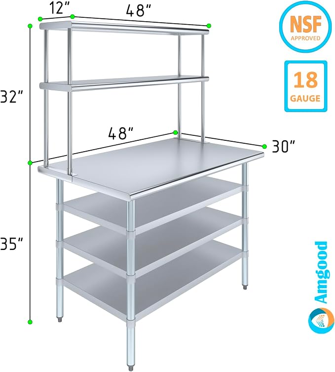 Amgood 30" x 48" Stainless Steel Work Table - Image 3