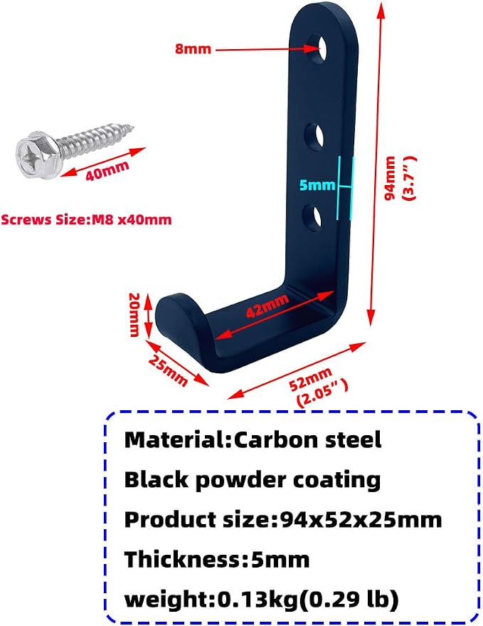 4 Pcs Heavy Duty Steel Wall J Hooks - Image 4