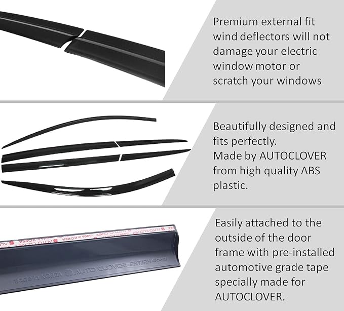 AUTOCLOVER Tape-On Rain Guards Window Visors 6 Pcs Set - Image 5