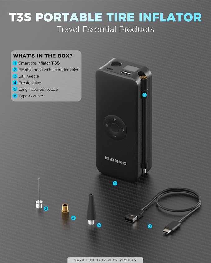 Electric Bike Pump Portable for Bicycle Tires, Compact Motor Air Pump - Image 8