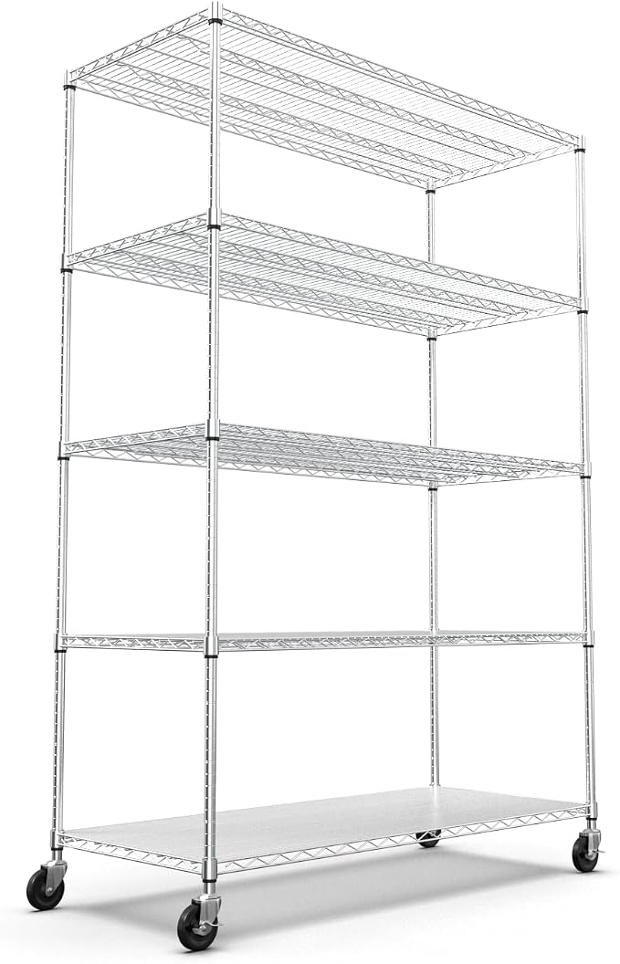 5 Tier NSF Metal Shelf Wire Shelving Unit, 6000lbs Capacity Heavy Duty by Brandpouseayar