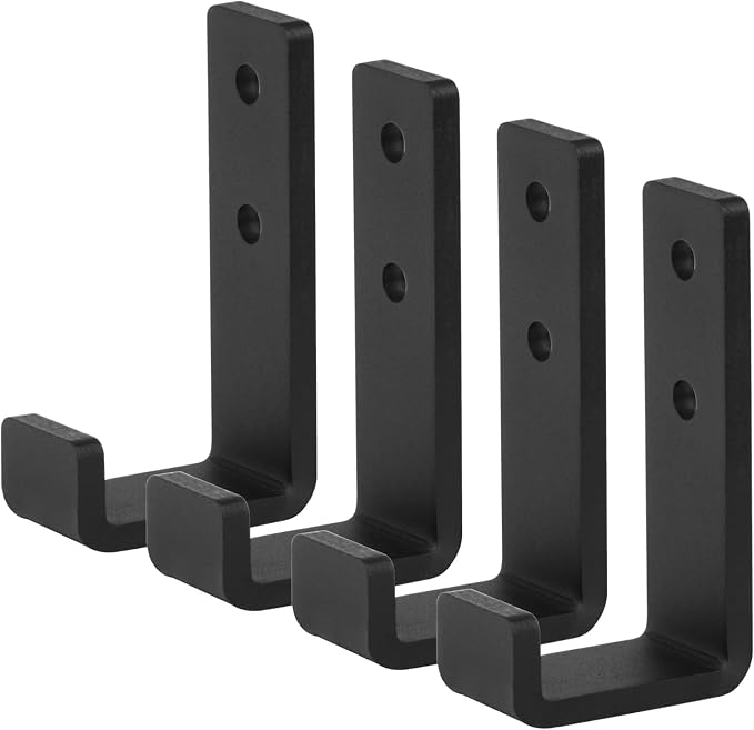 4 Pack 5-1/2" Heavy Duty Black Steel J Hook, Wall Mount Utility Hook, Load 260 by OTTFF