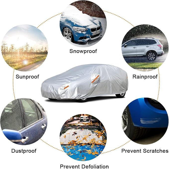Kayme Car Covers for Automobiles Waterproof All Weather Sun Uv Rain Protection - Image 4