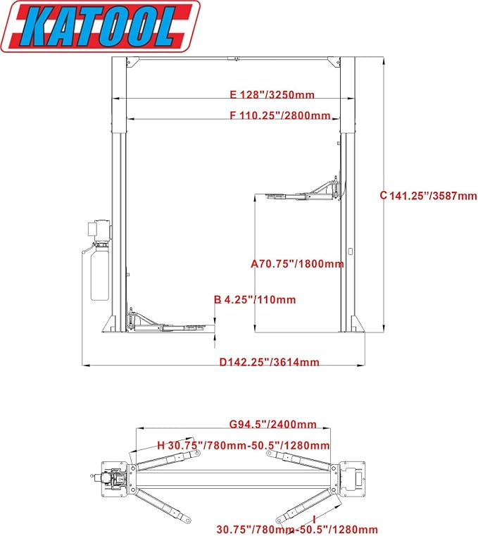 11000lbs Lifting Capacity 2 Post Lift Automotive Car Lift Professional - Image 3