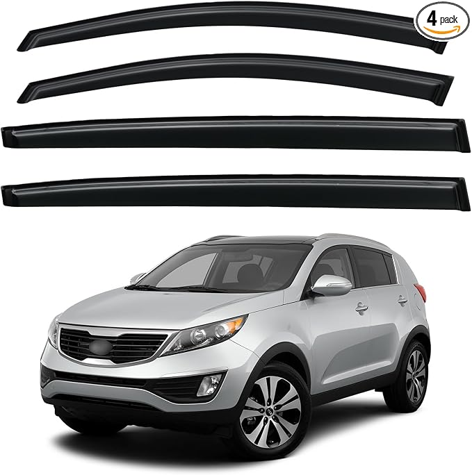 Window Visors Rain Guards for 2011-2016 Kia Sportage, Out-Channel Window Vent by YQAUTEC